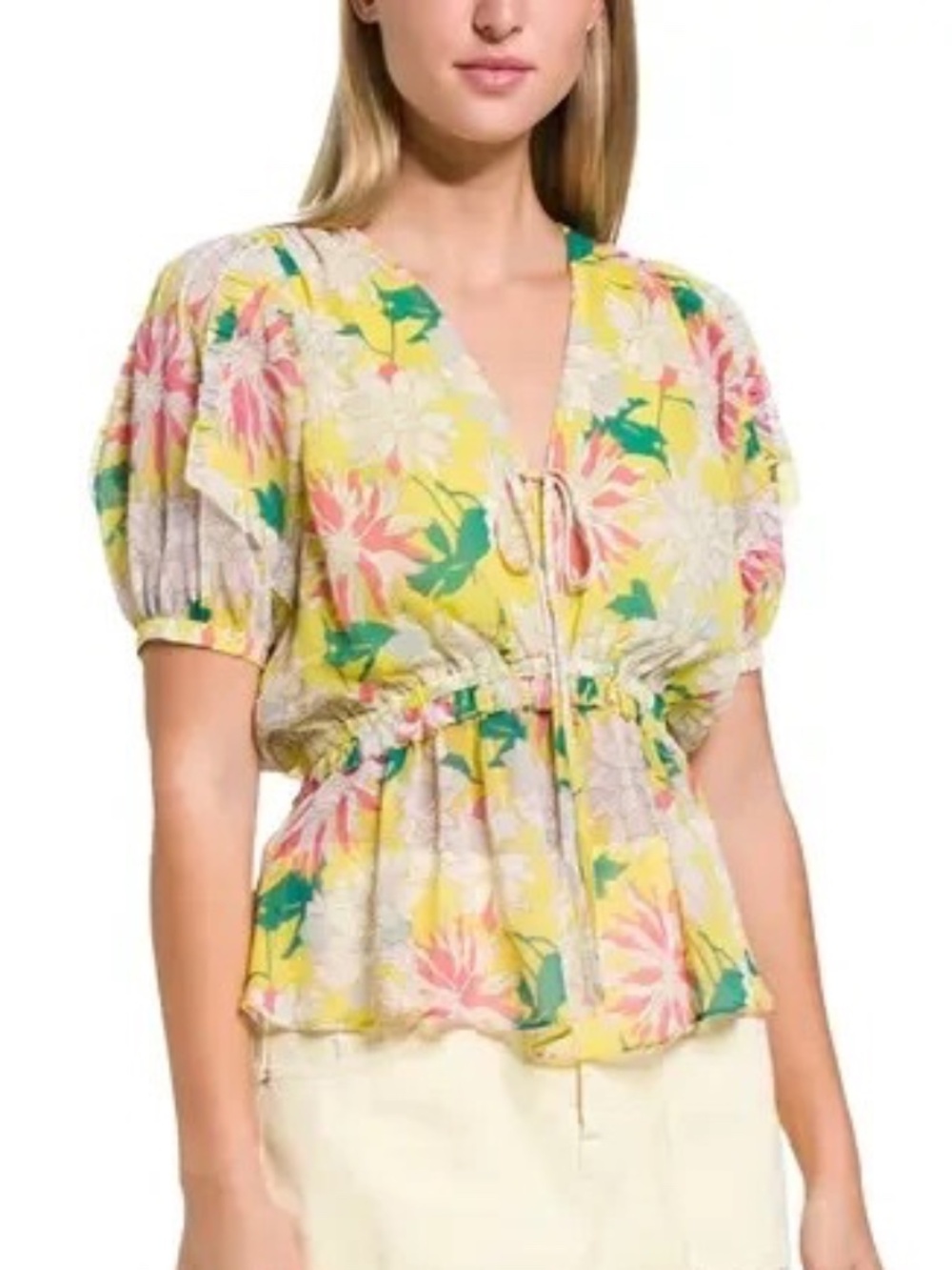 NEW! Ted Baker Gabbyie Yellow Chiffon Blouse Top Ted Size 1 (US Size 4) - $250